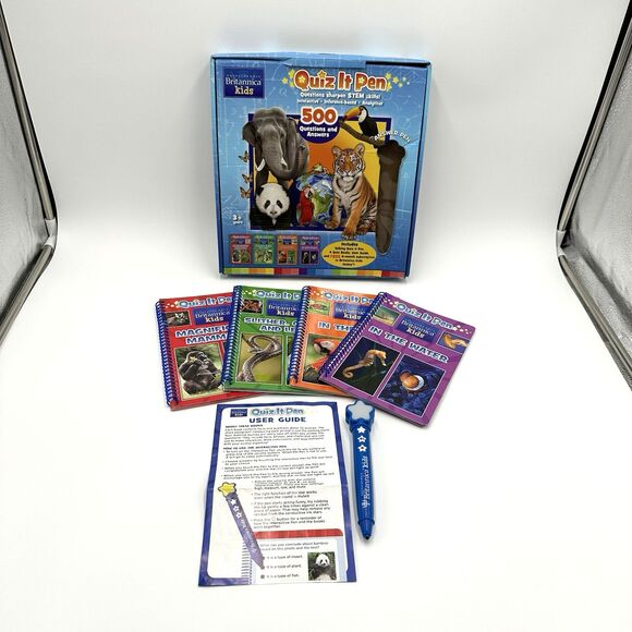 Encyclopedia Britannica Kids Quiz It Pen Set Wildlife Animals Q&A (4 Books) - Picture 2 of 16